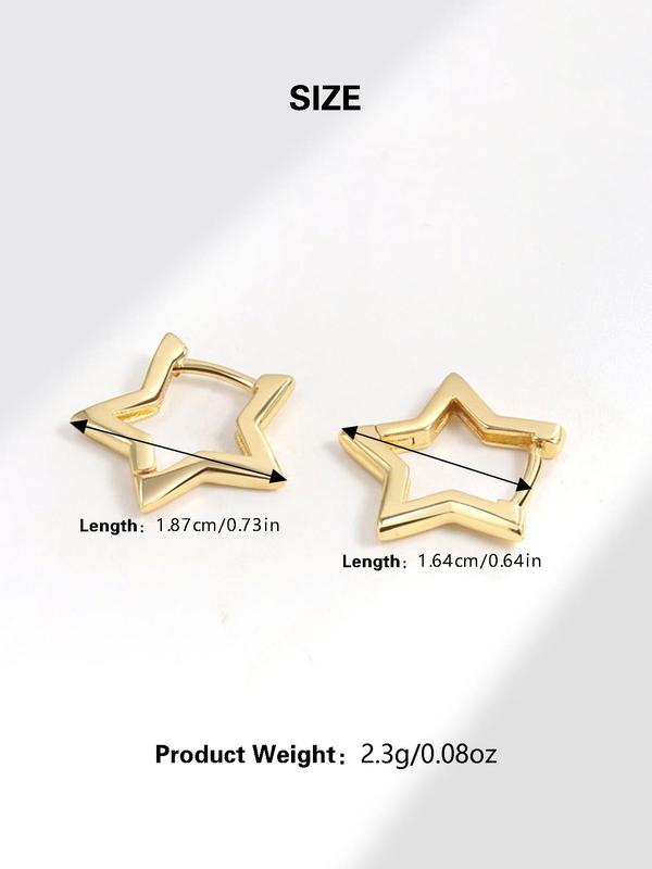 Minimalist Hollow Out Star Design Hoop Earrings, Casual Simple Personalized Jewelry for Women Girls, Summer Trendy Fashion Accessories for Daily Wear