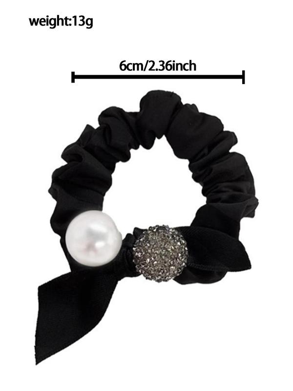 Faux Pearl & Rhinestone Decorated Hair Ties, Elegant Hair Accessories for Women & Girls, Minimalist Headwear Suitable for Thick Hair