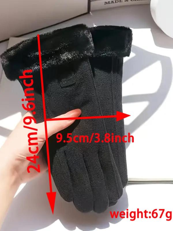 Women's Elegant Minimalist Solid Color Touch Screen Gloves, Elegant Fashion Windproof Warm Riding Gloves, Fuzzy  Gloves for Fall & Winter