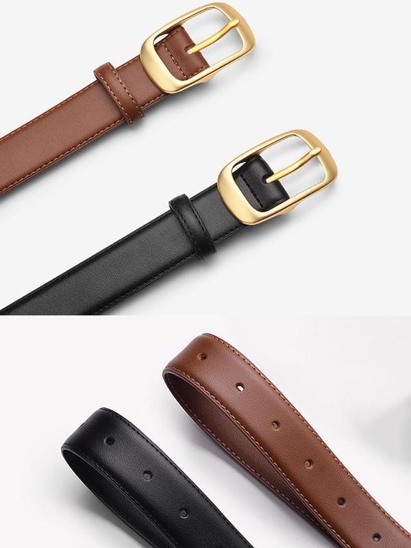 Women's Minimalist Casual Plain Color Pu Buckle Belt, Fashionable Belt for Jeans & Trousers, Trendy All-match & Exquisite Belt for Birthday Gift