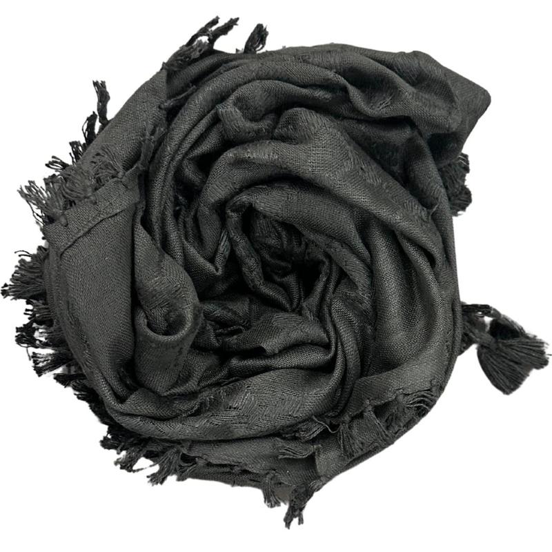 Black Kuffiyeh with Sharhoba - Traditional Palestinian Artistry and Craftsmanship Scarf