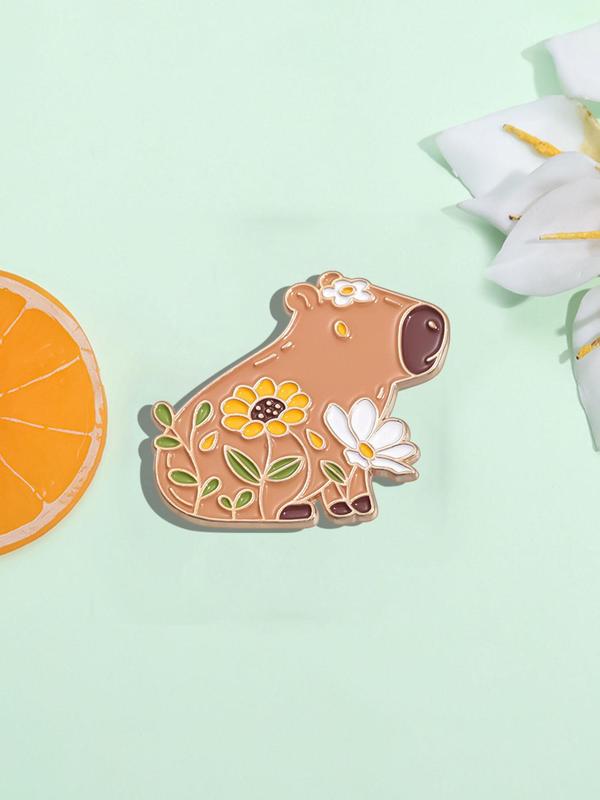 Cute Cartoon Capybara Animal Brooch Pin, Cute Animal Design Brooch, Fashion Brooch for Daily Clothing Decor, Trendy All-match & Exquisite Brooch for Birthday Gift