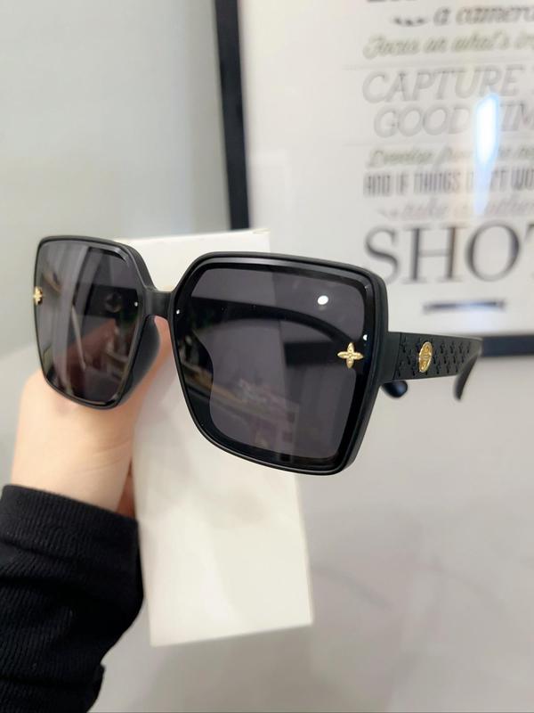 Women's Star Decor Square Frame Sunglasses, Trendy Casual Sunglasses for Everyday Use, Fashion Accessories for Outdoor Activities