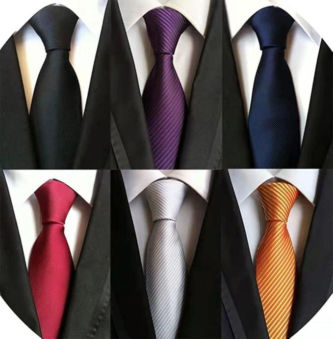 Lot of 6 Classic Men's Silk Tie Neckties - Woven Jacquard Design