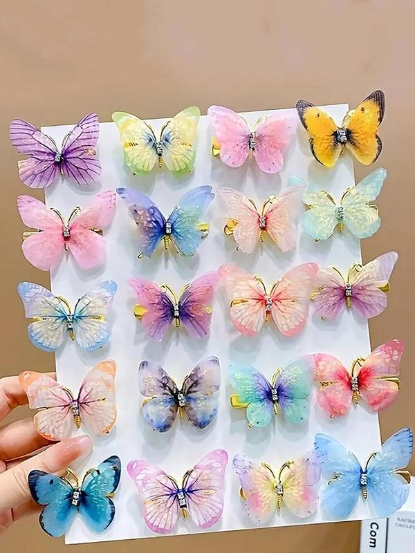 Random Color Butterfly Design Hair Clips, Cute Colorful Hair Clips for Women & Girls, Fashion Hair Accessories for Party, Daily Hairstyle Decor