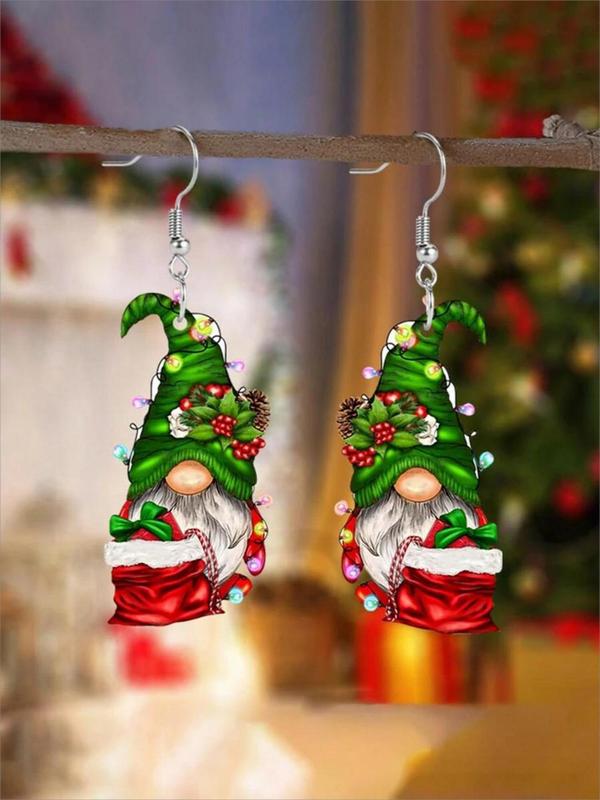 Christmas Themed Wine Glass Design Dangle Earrings, Cute Acrylic Dangle Earrings for Women, Fashion Jewelry for Party, Daily Decor, Trendy All-match & Exquisite Jewelry for Birthday Gift