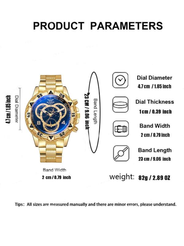 Men's Business Round Dial Analog Quartz Watch, Fashion Watch for Party, Daily Clothing Decor, Trendy All-match & Exquisite Watch for Birthday Gift with Box