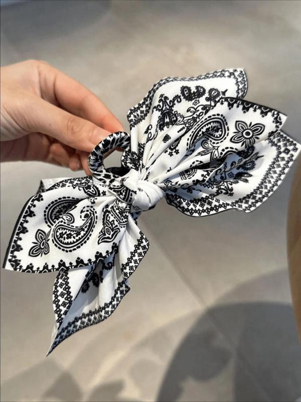 Women's Boho Style Paisley Pattern Bowknot Design Hair Claw, Vintage Trendy Hair Claw, Fashionable Hair Accessories for Women & Girls