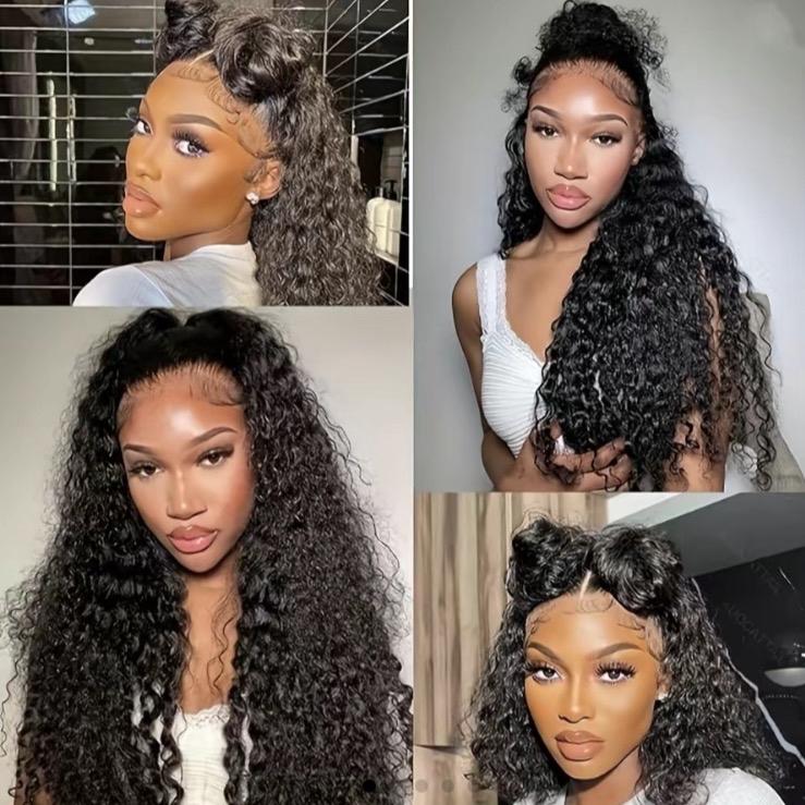 Deep Wave Lace Front Wigs Human Hair 200 Density Glueless Wigs for Women 13x4 HD Transparent Lace Front Wigs Pre Plucked with Baby Hair (22 Inch)