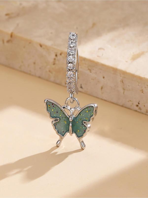 Women's Elegant Y2k Rhinestone Decor Butterfly Design Belly Ring, Exquisite Trendy Belly Piercing Jewelry, Chic Body Jewelry for Party Decor