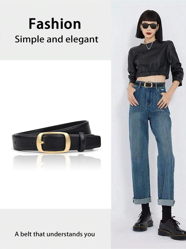 Women's Minimalist Casual Plain Color Pu Buckle Belt, Fashionable Belt for Jeans & Trousers, Trendy All-match & Exquisite Belt for Birthday Gift