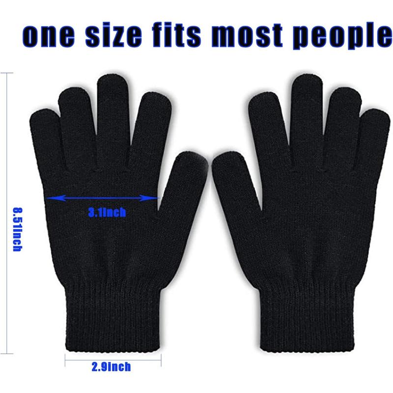 6 Double Winter Magic Gloves Knit Covels Gloves Winter Gloves Stretching Finger Covered Glove Winter Magic Gloves, suitable for women and adolescents, all black series, one size suitable for everyone