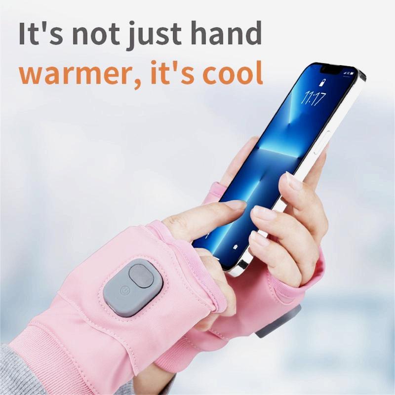 Winter 1 pair of rechargeable hand warmers with digital display, portable heated gloves, with three adjustable temperatures, suitable for home use