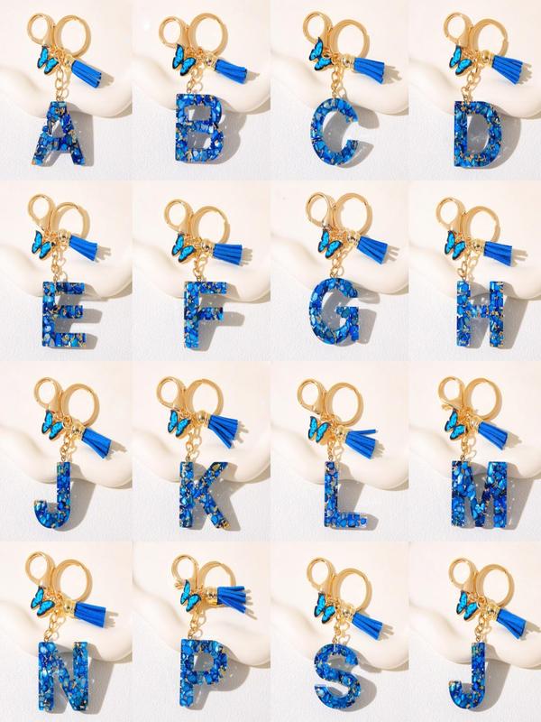 Letter A Initial Design Keychain, Cute Butterfly Design Keychain for Women & Girls, Fashion Purse Bag Backpack Charm Accessories for Bag & Car Key