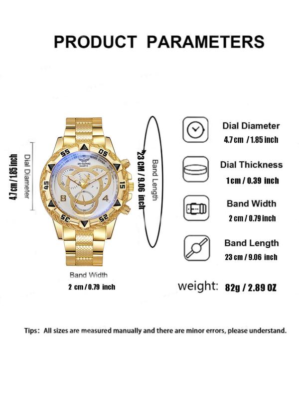 Men's Business Round Dial Analog Quartz Watch, Fashion Watch for Party, Daily Clothing Decor, Trendy All-match & Exquisite Watch for Birthday Gift with Box