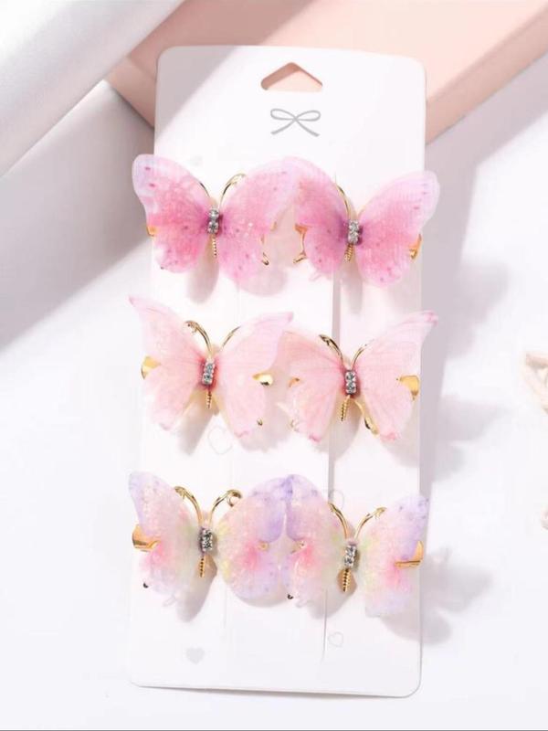 Random Color Butterfly Design Hair Clips, Cute Colorful Hair Clips for Women & Girls, Fashion Hair Accessories for Party, Daily Hairstyle Decor