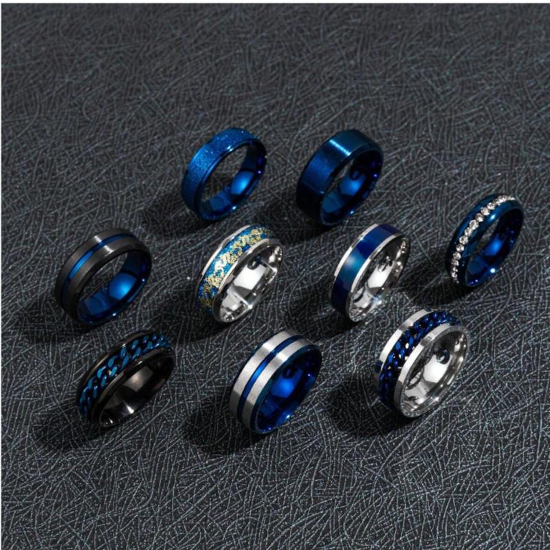 9pcs Set Stainless Steel Men's Popular Fashion Gift Rings