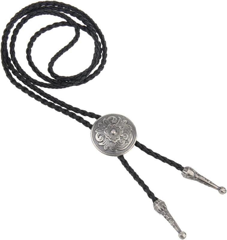 Western Black Bolo Tie for Men and Women,Native  Leather Bolo Tie String