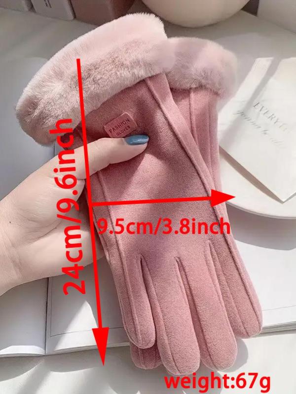 Women's Elegant Minimalist Solid Color Touch Screen Gloves, Elegant Fashion Windproof Warm Riding Gloves, Fuzzy  Gloves for Fall & Winter