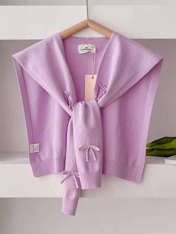 Women's Solid Color Bow Decor Shawl, Casual Versatile Scarf for Women, Fashion Accessories for Daily Wear