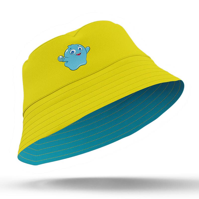 Trendy Treats - Yellow Bucket Hat - Bright Yellow Hat with Fun Ghost Mascot