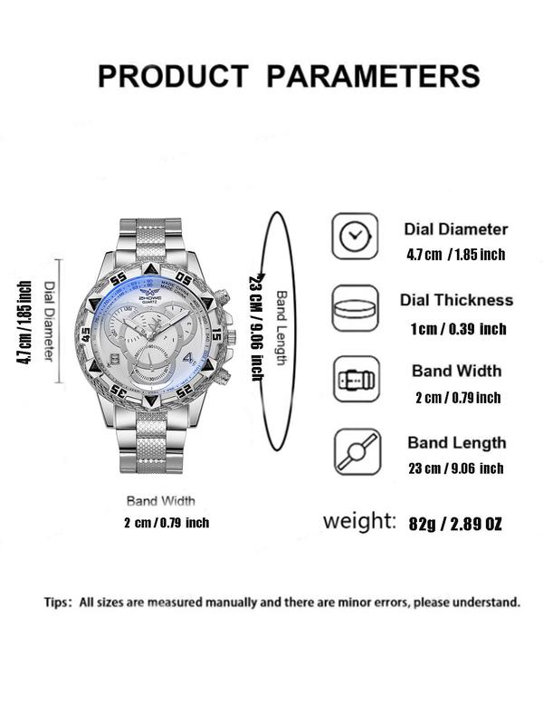 Men's Business Round Dial Analog Quartz Watch, Fashion Watch for Party, Daily Clothing Decor, Trendy All-match & Exquisite Watch for Birthday Gift with Box