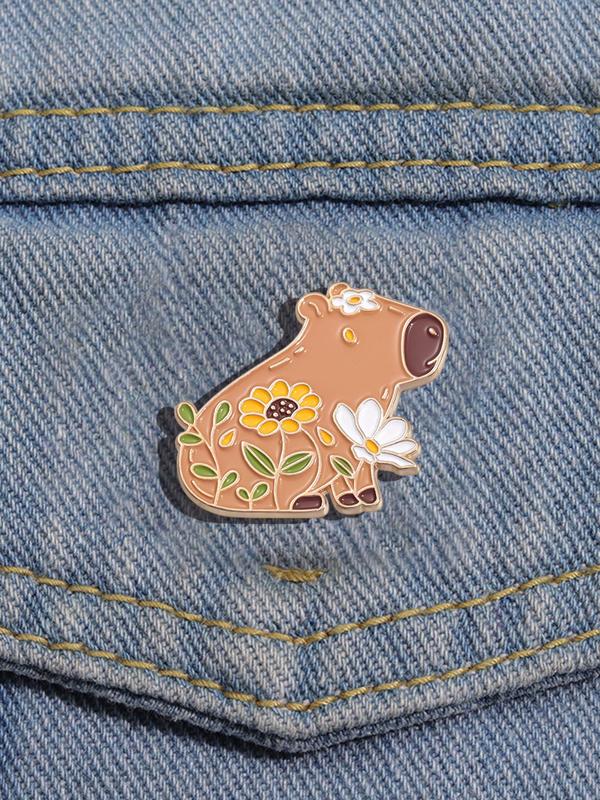 Cute Cartoon Capybara Animal Brooch Pin, Cute Animal Design Brooch, Fashion Brooch for Daily Clothing Decor, Trendy All-match & Exquisite Brooch for Birthday Gift