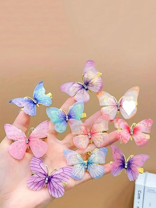 Random Color Butterfly Design Hair Clips, Cute Colorful Hair Clips for Women & Girls, Fashion Hair Accessories for Party, Daily Hairstyle Decor