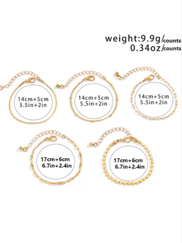 5pcs Fashion Chain Bracelet, Fashion Accessories for Both Men & Women for Party, Daily Clothing Decor, Minimalist Aesthetic Jewelry Gift