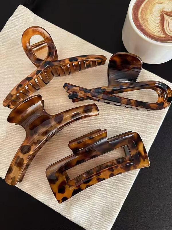 Vintage Leopard Pattern Hair Claws, Elegant Hair Accessories for Women & Girls, Minimalist Headwear Suitable for Thick Hair for Hairstyle Ideas