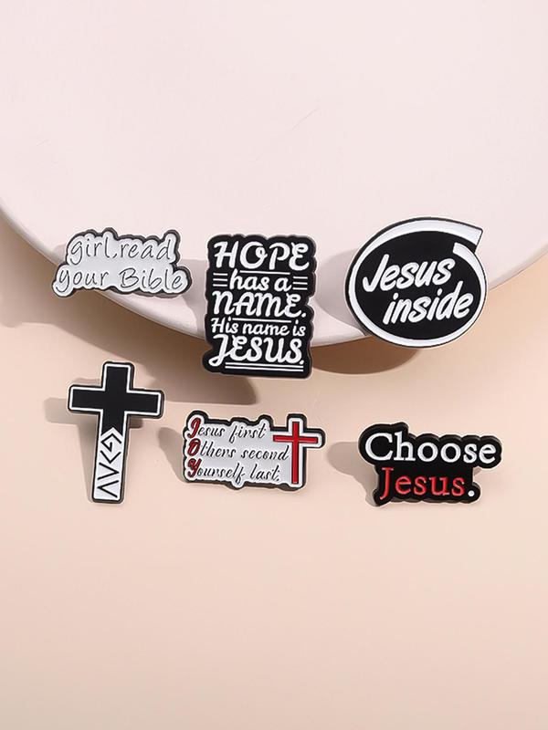 Creative Letter & Cross Alloy Badge, Fashion Accessories for Women & Men, Trendy All-match & Exquisite Brooch for Birthday Gift