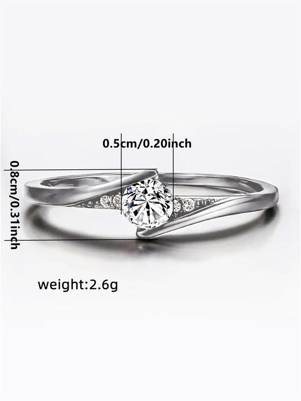 Women's Simple Rhinestone Decorated Promise Ring,  Fashionable Wedding Engagement Bridal Jewelry As Gift, Sparkly Accessory