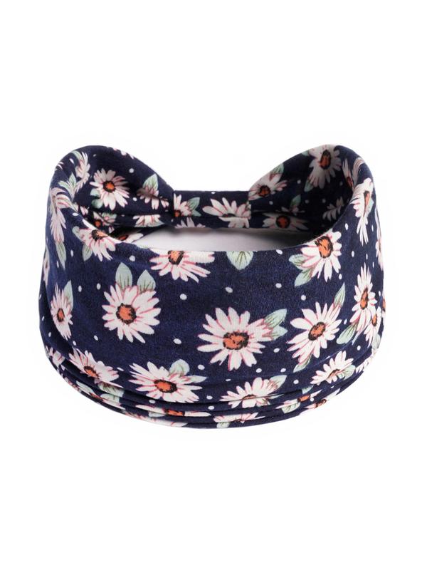 Floral Print Bow Sports Hair Band, Sweat Absorbing Elastic Wide Hair Band, Summer Hairbands, Hair Accessory for Women & Girls