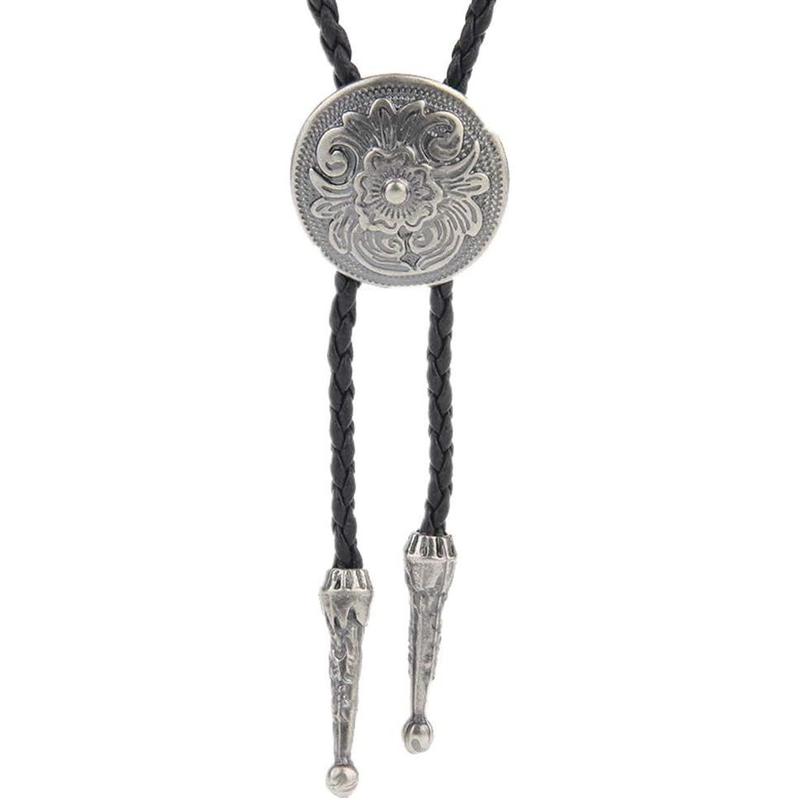 Western Black Bolo Tie for Men and Women,Native  Leather Bolo Tie String