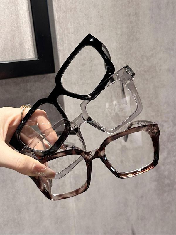 Unisex Simple Style Plain Color Square Frame Eyeglasses, Trendy Casual Eyeglasses for Everyday Use, Fashion Accessories for Outdoor Activities