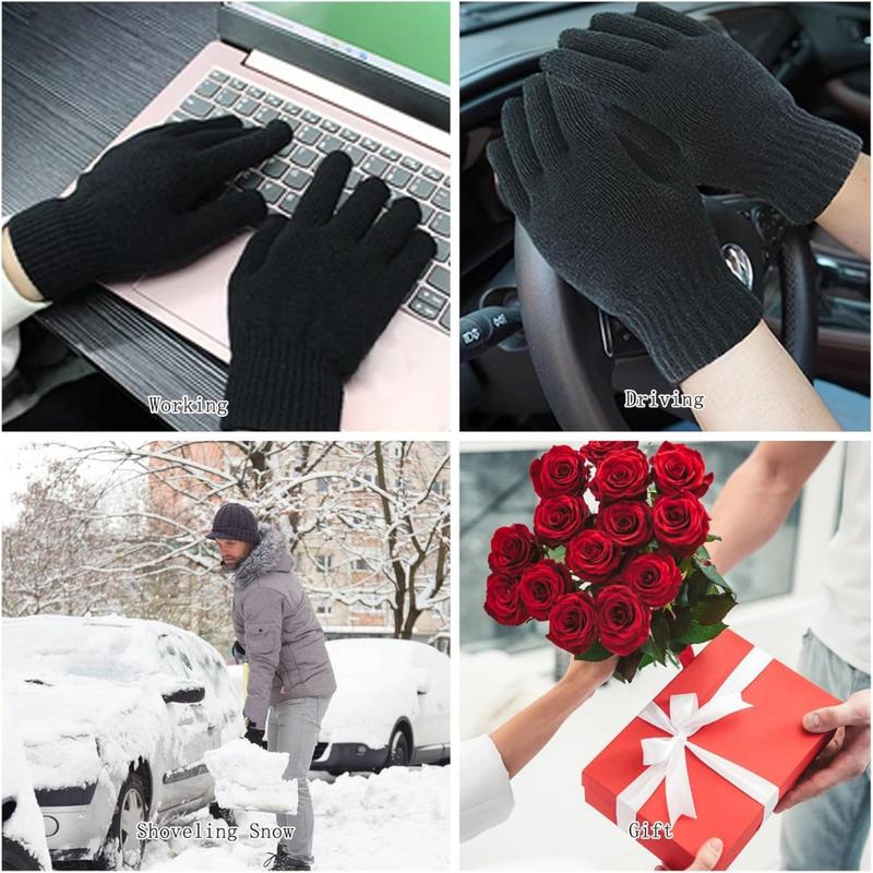 6 Double Winter Magic Gloves Knit Covels Gloves Winter Gloves Stretching Finger Covered Glove Winter Magic Gloves, suitable for women and adolescents, all black series, one size suitable for everyone