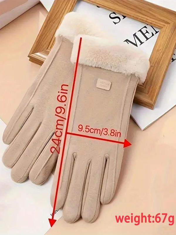 Women's Elegant Minimalist Solid Color Touch Screen Gloves, Elegant Fashion Windproof Warm Riding Gloves, Fuzzy  Gloves for Fall & Winter