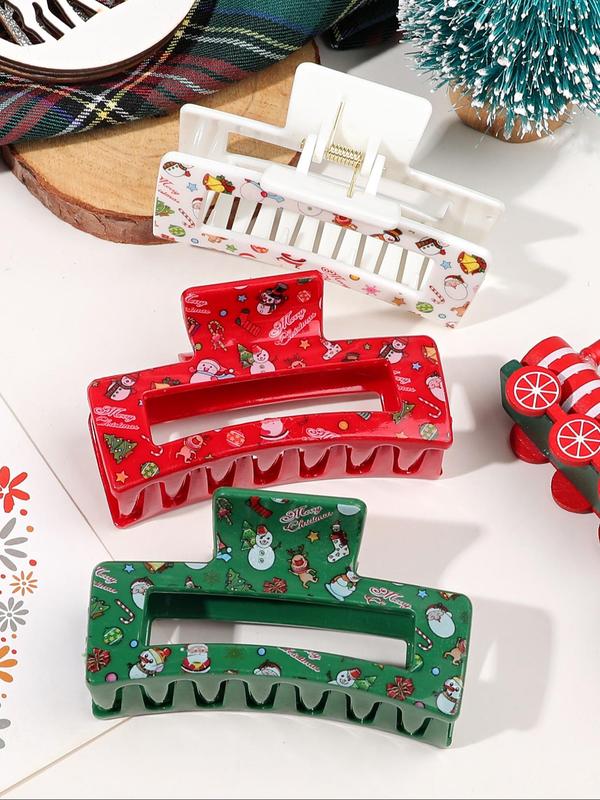 Cute Christmas Themed Hair Claws, Lovely Hair Accessories for Women & Girls, Minimalist Headwear Suitable for Thick Hair