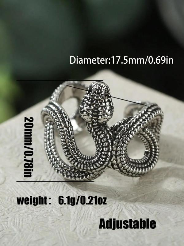 Vintage Snake Design Cuff Ring, Fashion Open Ring Alloy Jewelry for Party, Daily Clothing Decor, Trendy All-match & Exquisite Jewelry for Birthday Gift