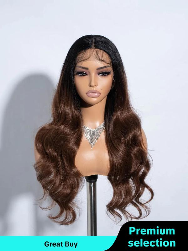 Women's Natural Long Wavy Synthetic Lace Front Wigs, Middle Part Wigs without Bangs for Cosplay, Party, Daily Curly Wig Hairstyles, Clean Look Hairstyle Glueless