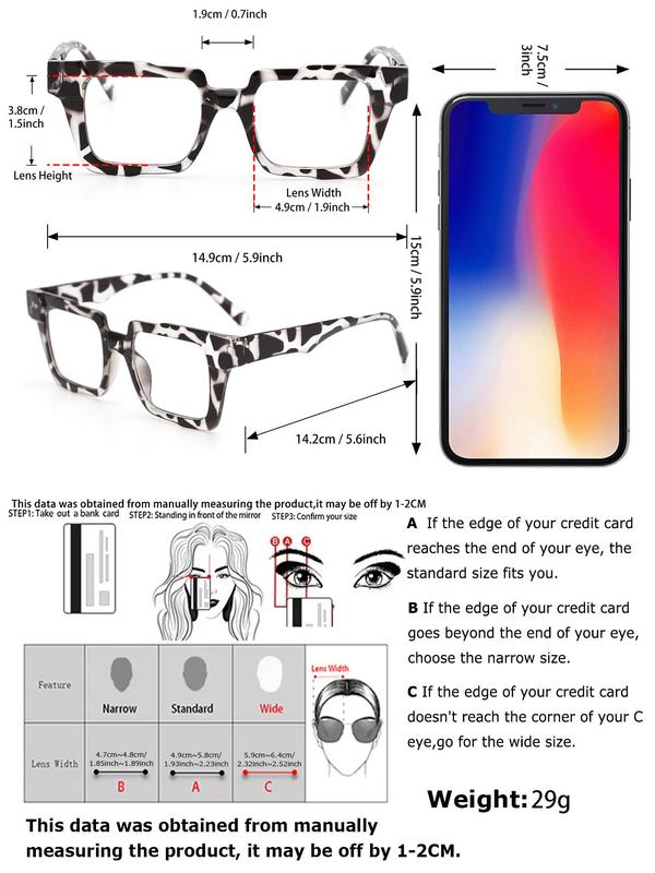 Unisex Simple Style Plain Color Square Frame Eyeglasses, Trendy Casual Eyeglasses for Everyday Use, Fashion Accessories for Outdoor Activities