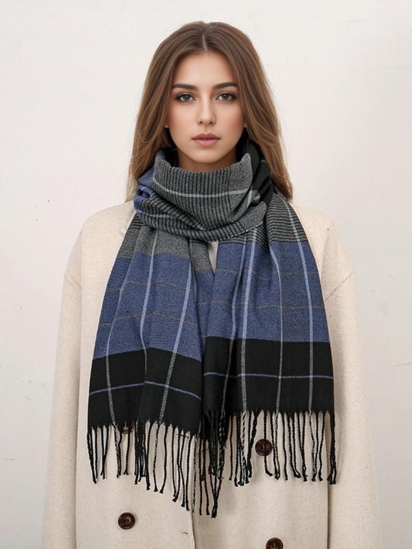 Plaid Pattern Long Scarf, Casual Soft Warm Shawl for Fall & Winter, Fashion Accessories for Women & Men