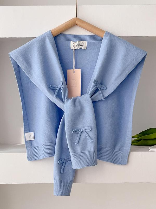 Women's Solid Color Bow Decor Shawl, Casual Versatile Scarf for Women, Fashion Accessories for Daily Wear