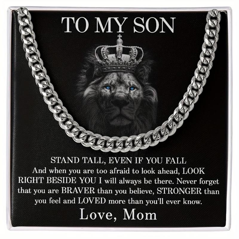 To My Son's Chain Necklace with Gift Card & Gift Box, 1 Count Rapper Hiphop Rock Style Torque, Perfect Christmas Graduation Gift for Men