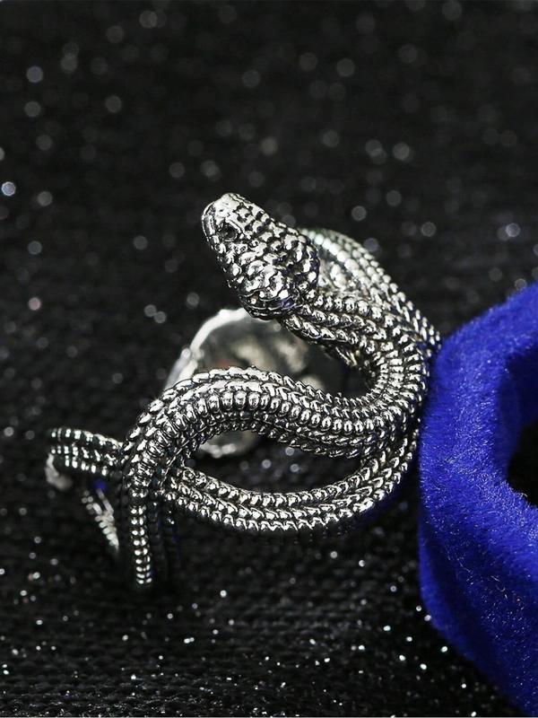 Vintage Snake Design Cuff Ring, Fashion Open Ring Alloy Jewelry for Party, Daily Clothing Decor, Trendy All-match & Exquisite Jewelry for Birthday Gift