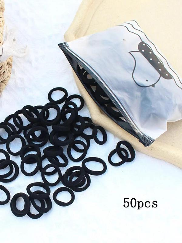 Minimalist Style Cute Small Hair Tie Set for Summer, Fall Casual High Stretch Ponytail Holder, No Damage Hair Ties for Girls, Plain Color Versatile Hair Accessories for Daily Use