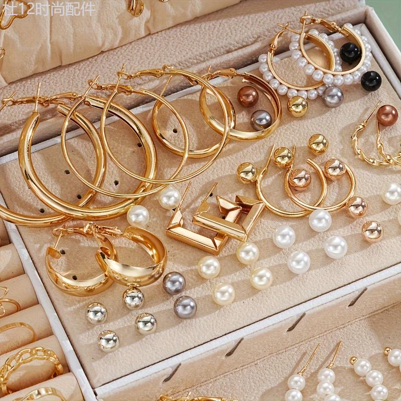 86pcs set Elegant Vintage Jewelry Set, Multi-Layer Necklaces, Earrings, Rings, 4-in-1 Combo For Women, Ideal For Daily, Commute, Mother's Day, Valentine's Gift (Box Not Included)