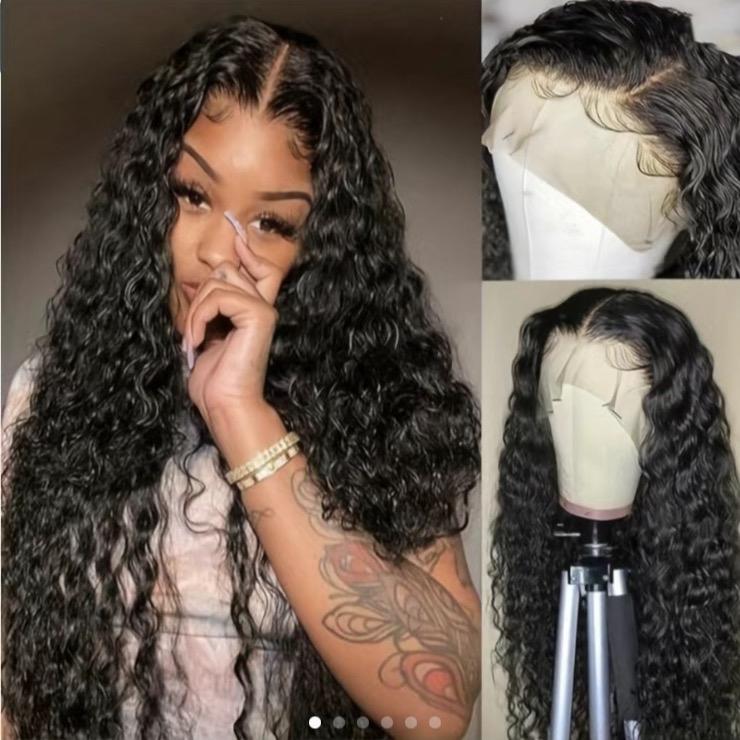 Deep Wave Lace Front Wigs Human Hair 200 Density Glueless Wigs for Women 13x4 HD Transparent Lace Front Wigs Pre Plucked with Baby Hair (22 Inch)