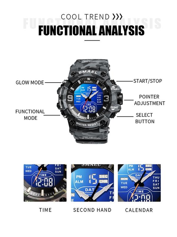 Men's Sportive Digital Watch, Fashionable Digital Watch with Luminous Dial & Alarm Mode, Waterproof Sports Watch with Digital Display for Men, with Box