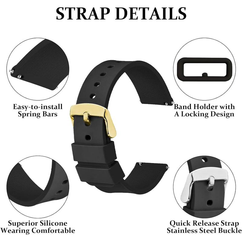 3PCS Silicone Watch Bands, Quick Release Waterproof Straps, Soft Sport Replacement for Men and Women